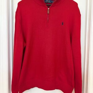 Polo Ralph Lauren 1/4 Zip Red Pullover XL Sweater Long Sleeve Pony